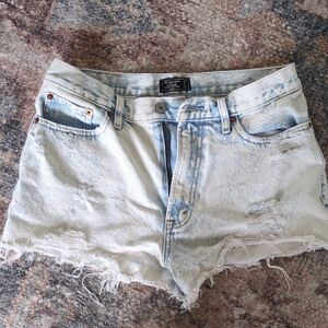Distressed Light Blue Denim Shorts